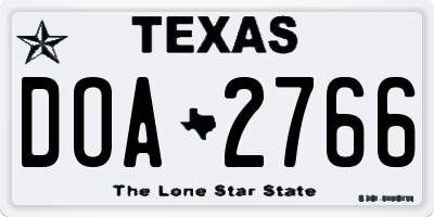 TX license plate DOA2766