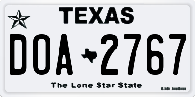 TX license plate DOA2767