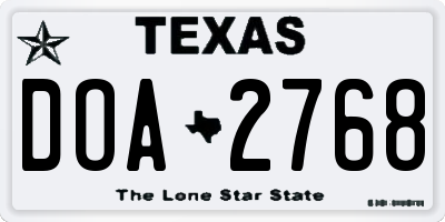 TX license plate DOA2768