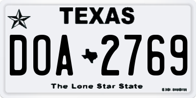 TX license plate DOA2769