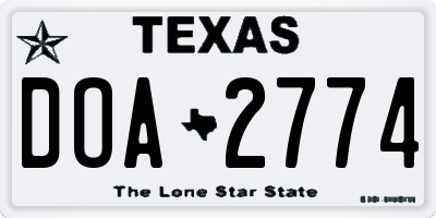 TX license plate DOA2774