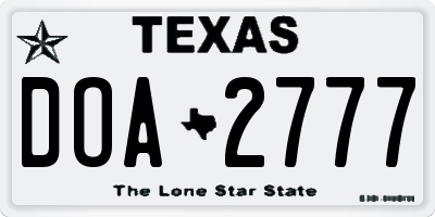 TX license plate DOA2777