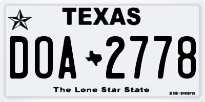 TX license plate DOA2778
