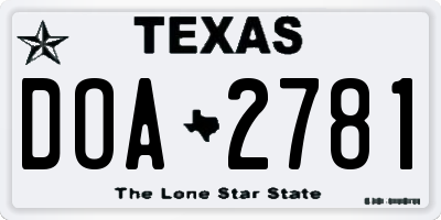 TX license plate DOA2781