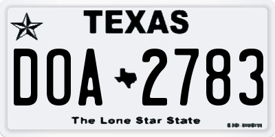 TX license plate DOA2783