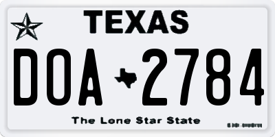 TX license plate DOA2784