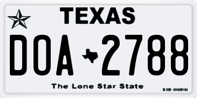 TX license plate DOA2788