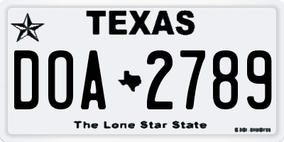 TX license plate DOA2789