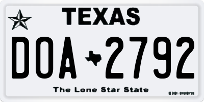 TX license plate DOA2792