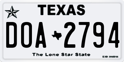 TX license plate DOA2794