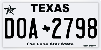 TX license plate DOA2798