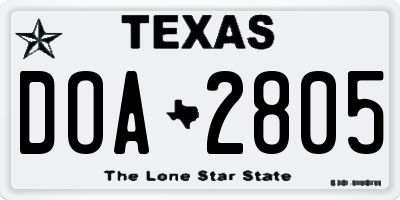 TX license plate DOA2805
