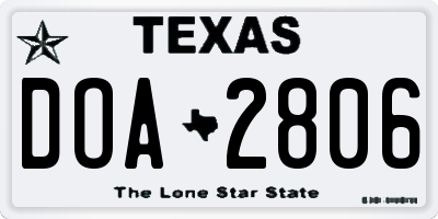 TX license plate DOA2806