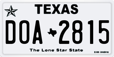 TX license plate DOA2815