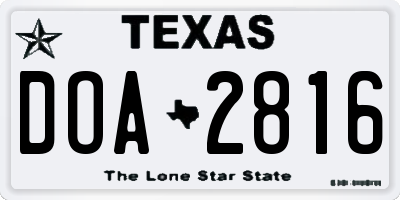 TX license plate DOA2816