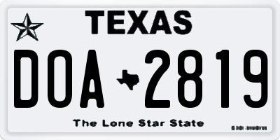 TX license plate DOA2819