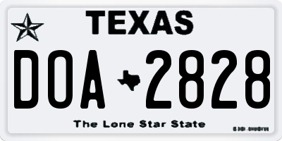 TX license plate DOA2828