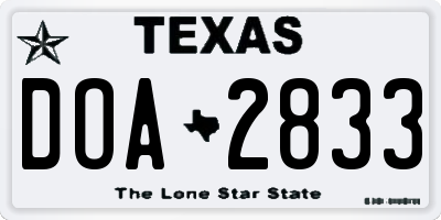 TX license plate DOA2833