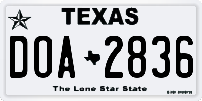 TX license plate DOA2836