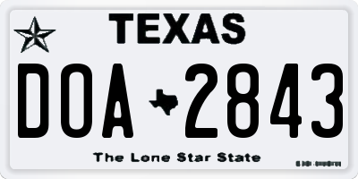 TX license plate DOA2843
