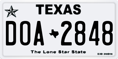 TX license plate DOA2848