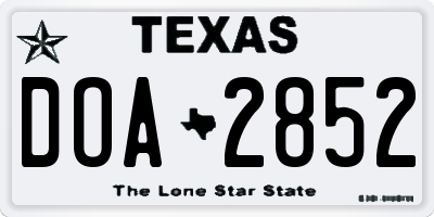 TX license plate DOA2852