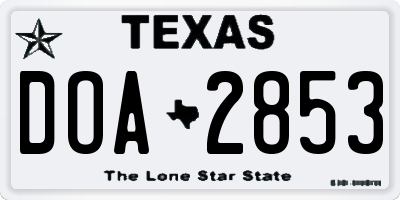 TX license plate DOA2853