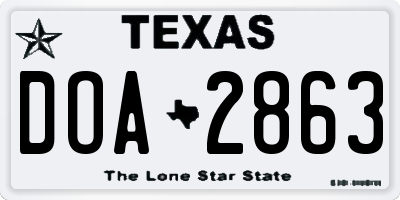 TX license plate DOA2863