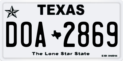 TX license plate DOA2869