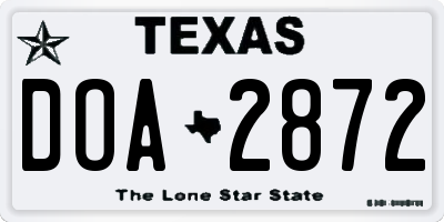 TX license plate DOA2872