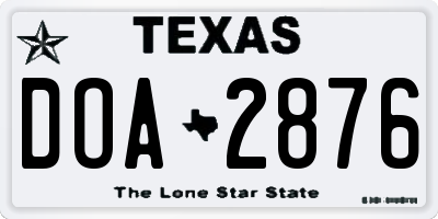 TX license plate DOA2876