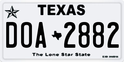 TX license plate DOA2882