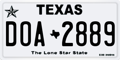 TX license plate DOA2889