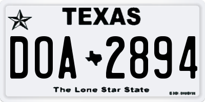 TX license plate DOA2894