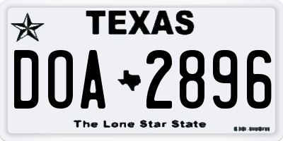 TX license plate DOA2896