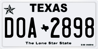 TX license plate DOA2898