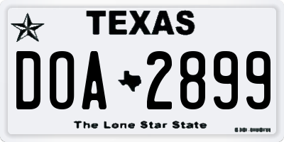 TX license plate DOA2899