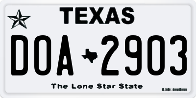 TX license plate DOA2903