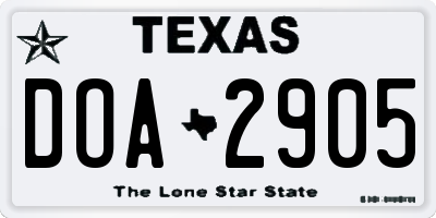TX license plate DOA2905