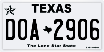 TX license plate DOA2906