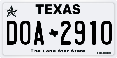 TX license plate DOA2910