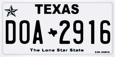 TX license plate DOA2916