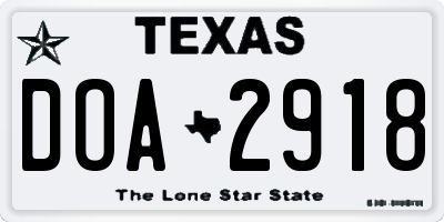 TX license plate DOA2918