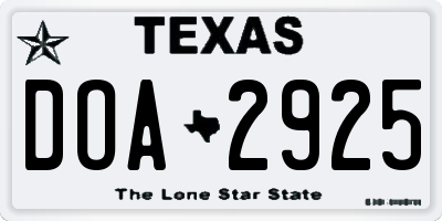 TX license plate DOA2925