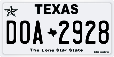 TX license plate DOA2928