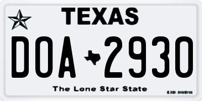 TX license plate DOA2930