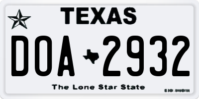 TX license plate DOA2932
