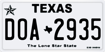 TX license plate DOA2935