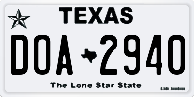 TX license plate DOA2940