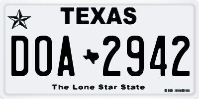 TX license plate DOA2942